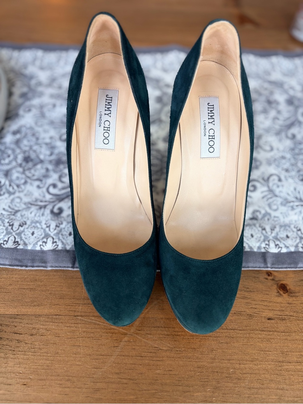 Jimmy Choo Deep Teal Suede Pumps